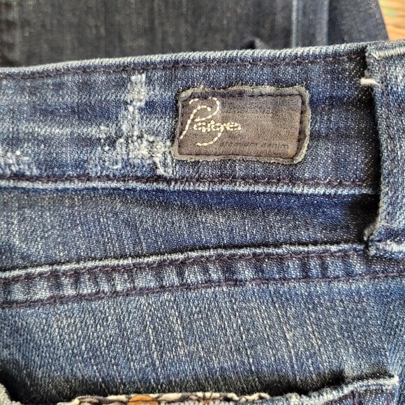 Paige Jeans Size 28 Blue Heights Skinny Dark Wash Distressed Stretch - Picture 8 of 10